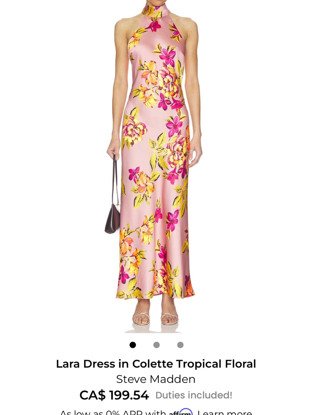 Steve Madden Pink Tropical Halter Maxi Dress with Yellow & Magenta Floral